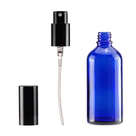 YIZHAO Blue Glass Spray Bottles 4oz, with Small Fine Mist Spray, Metal Cap, Refillable for Essential Oil,Travel,Cleaning,Perfume,Aromatherapy,Makeup - 4 Pcs