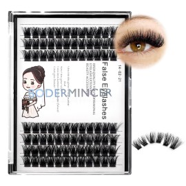 Bodermicner 2 Pack 168 Clusters D Curl 10mm+12mm/12mm+14mm/14mm+16mm Wholesale Hand Made DIY Wide Cluster Individual Lashes Faux Mink Eyelashes Private Label eyelash kit (14mm+16mm)