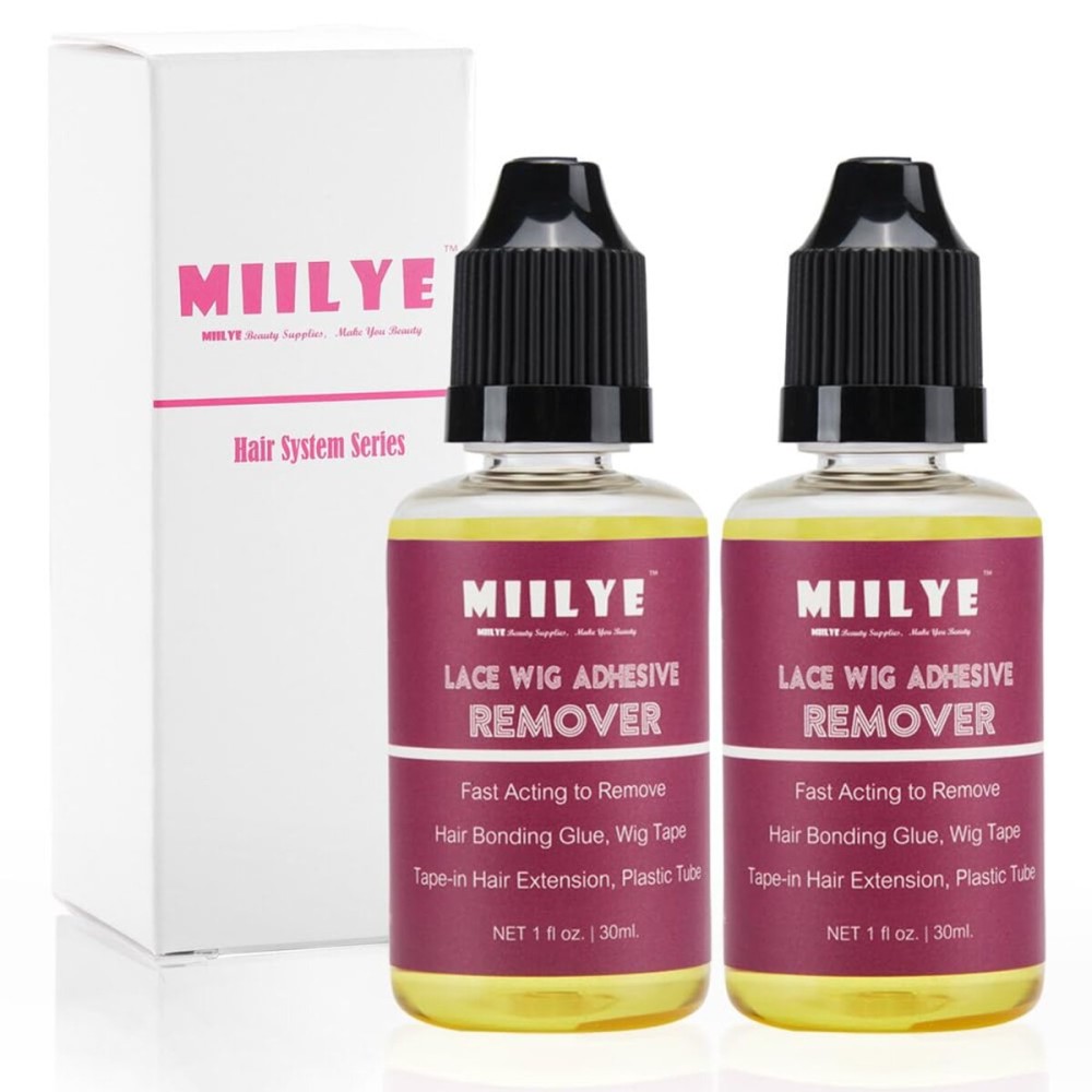 MIILYE Wig Glue Remover x 2 Bottles, Tape in Hair Extensions Remover |Solvent for Adhesive Residue, Lace Front Wig |Poly Hairpieces |Toupee |Cosmetic Hair Bonding Tape Removal MIILYE Wig Glue Remover x 2 Bottles, Tape in Hair Extensions Remover |Solvent for Adhesive Residue, Lace Front Wig |Poly Hairpieces |Toupee |Cosmetic Hair Bonding Tape Removal