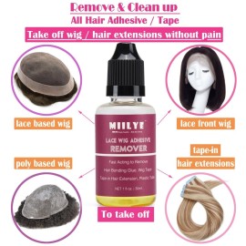 MIILYE Wig Glue Remover x 2 Bottles, Tape in Hair Extensions Remover |Solvent for Adhesive Residue, Lace Front Wig |Poly Hairpieces |Toupee |Cosmetic Hair Bonding Tape Removal MIILYE Wig Glue Remover x 2 Bottles, Tape in Hair Extensions Remover |Solvent for Adhesive Residue, Lace Front Wig |Poly Hairpieces |Toupee |Cosmetic Hair Bonding Tape Removal