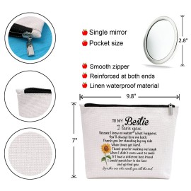 Bestie Gifts for Women Makeup Bag, Birthday Gifts for Best Friend Sister BFF, Best Friend Birthday Gifts Long Distance Gift, Friendship Gifts for Women To My Bestie Cosmetic Bag