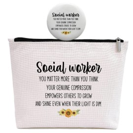 Ringshine Social Worker Gifts for Women, Social Worker Appreciation Gifts, Retirement Social Work Volunteer Gift, You Matter More Than You Think, Makeup Bag (Y131)