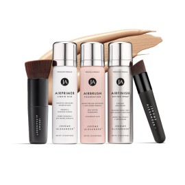 MagicMinerals AirBrush Foundation Set by Jerome Alexander - Complete 5pc Spray Makeup Set with Foundation, Primer, and Setting/Finishing Spray - for Smooth, Radiant Skin (Bright Medium)