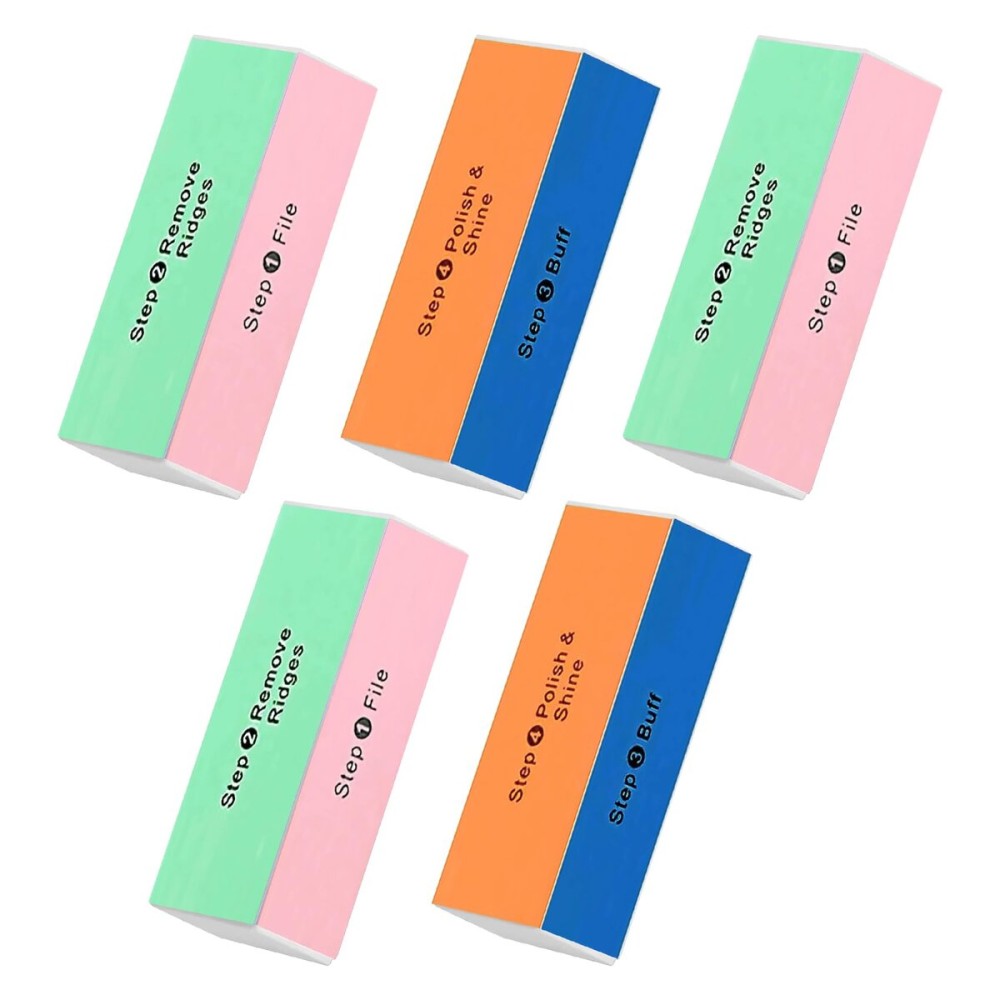 Soft \'N Style 5 Pack 4 Way Nail Buffer Block 4 Step Nail Buffer Block