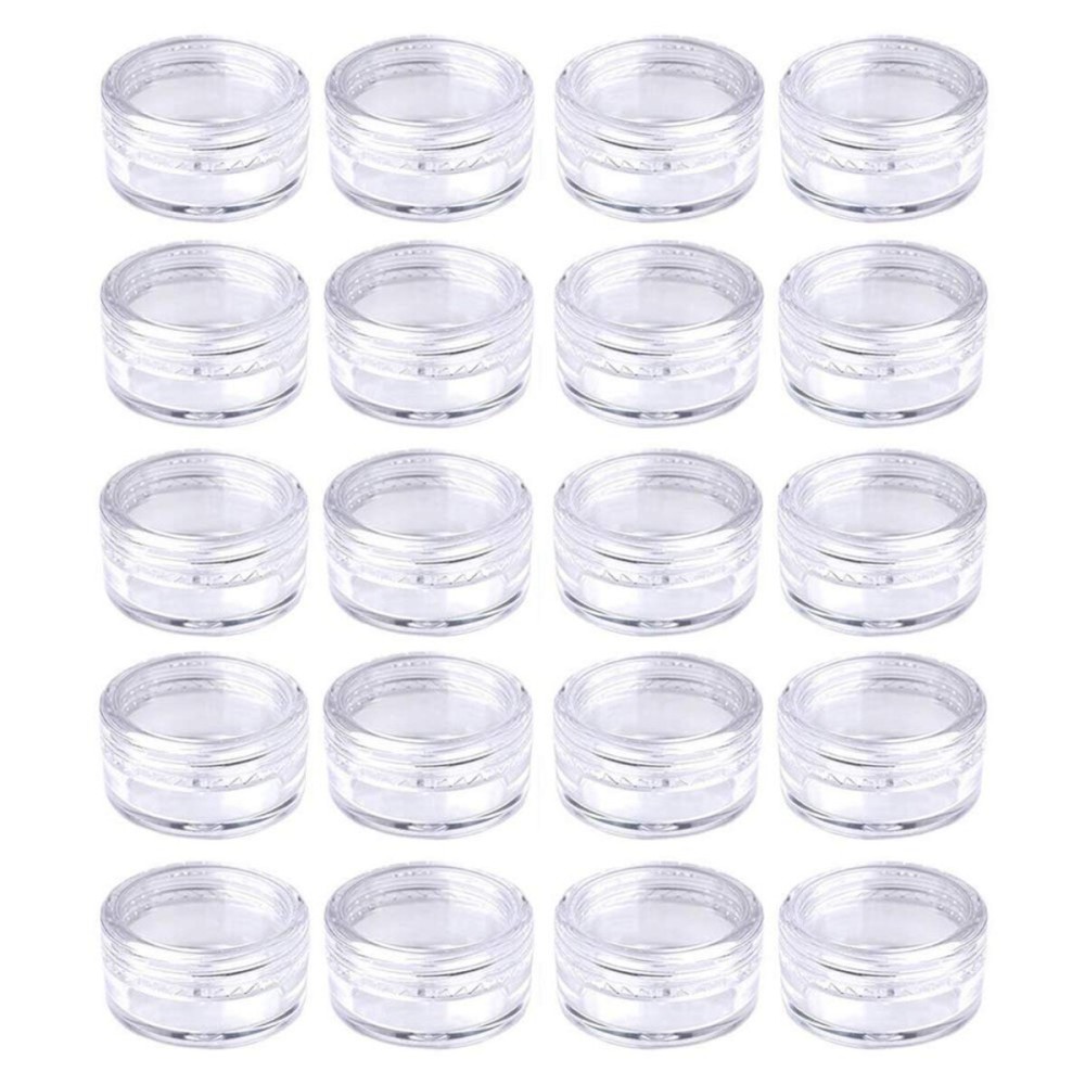 Medsuo 20PCS 5ml Clear Sample Pots Empty Small Travel Containers Leak Proof Refillable Cosmetic Jars Makeup Sample Containers with Lid, Storage Pot for Lip Balm Scrub DIY Cosmetic