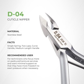 NGHIA Cuticle Nipper - D-04 JAW 14 | Stainless Steel | Durable and Sharp | Ergonomic Design | Grey Plated | Ideal for Salons and Home Use
