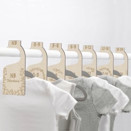 Baby Closet Size Dividers - 7X Premium Wood Nursery Closet Dividers for Baby Clothes - Botanical Greenery Leaf Plant Boho Nursery Decor - Baby Closet Dividers for Boy or Girl - [Wood]