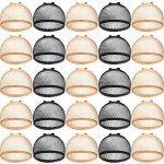Chuangdi 50 Pcs Mesh Net Stocking Wig Cap Stretchy Nylon Liner Weaving Close End Fishnet Wig Cap for Women Men(Black and Light Brown)