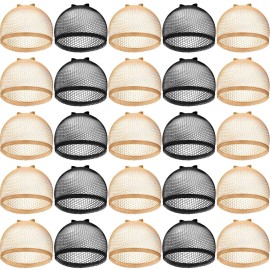 Chuangdi 50 Pcs Mesh Net Stocking Wig Cap Stretchy Nylon Liner Weaving Close End Fishnet Wig Cap for Women Men(Black and Light Brown)