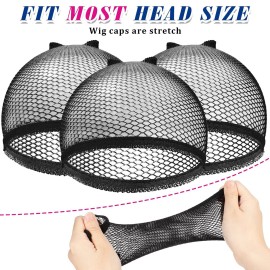Chuangdi 50 Pcs Mesh Net Stocking Wig Cap Stretchy Nylon Liner Weaving Close End Fishnet Wig Cap for Women Men(Black and Light Brown)