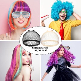 Chuangdi 50 Pcs Mesh Net Stocking Wig Cap Stretchy Nylon Liner Weaving Close End Fishnet Wig Cap for Women Men(Black and Light Brown)