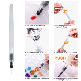 Funto Watercolor Set, 48 Color Paint Set, 10 Brushes, 30 Page Pad(9x12), 4 Refillable Pens & More, Painting Kit for Kids, Adults, Beginners