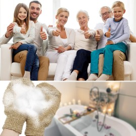 4 Pieces Bath Mitt Loofah Shower Gloves Natural Exfoliating Hemp Scrubbing Mitt Bath Sponge Shower for Women Men Scrubber Machine Washable Double Sided Available