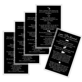 Boutique Marketing LLC Laser Tattoo Removal Aftercare Instructions Cards | 50 Pack | Size 2x3.5 inch inch Business Card | Black with White Design black, white