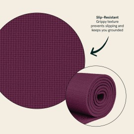 Retrospec Pismo Yoga Mat for Men & Women - 72 x 24 x 5mm - Extra Long Non Slip Exercise Mat for Yoga, Pilates, Stretching, Floor & Home Workouts - Boysenberry