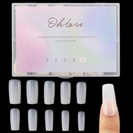 500Pcs Medium Square Nail Tips Full Cover Acrylic False Nails with Case for DIY Nail Art, 10 Sizes (Natural)