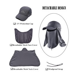 ELLEWIN Outdoor Sun Hat for Men Women UPF 50+ Fishing UV Hat with Neck Flap Face Cover for Sun Protection