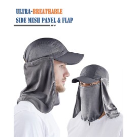 ELLEWIN Outdoor Sun Hat for Men Women UPF 50+ Fishing UV Hat with Neck Flap Face Cover for Sun Protection
