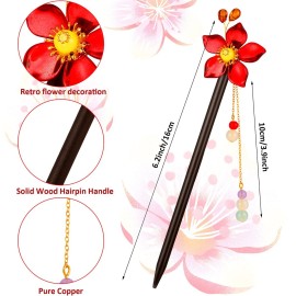 6 Pieces Vintage Handmade Wooden Hairpins - Traditional Flower Hair Sticks, Hair Chopsticks, Styling Pins for Women Girls (Classic Style) 6 Pieces Vintage Handmade Wooden Hairpins - Traditional Flower Hair Sticks, Hair Chopsticks, Styling Pins for Women Girls (Classic Style)