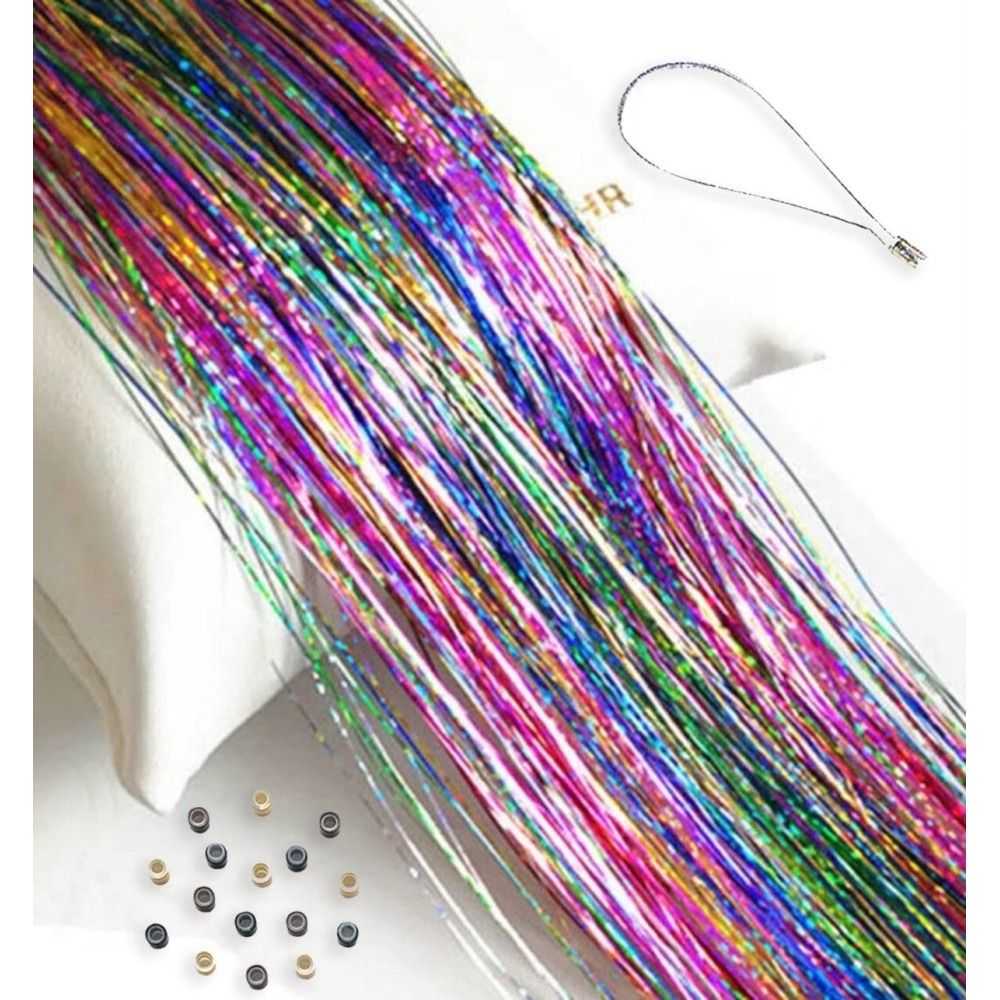 Hair Tinsel Strands, Rainbow Glitter Feather Extensions, Silk Tensil Fairy Hair Tensile Pack (Rainbow Tinsel Pack) Hair Tinsel Strands, Rainbow Glitter Feather Extensions, Silk Tensil Fairy Hair Tensile Pack (Rainbow Tinsel Pack)