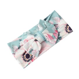 Galabloomer Newborn Receiving Blanket Headband Set Baby Swaddle Mother and Baby (Aqua White Flower)