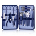 HOTACE Nail Clippers Set 18 in 1 Stainless Steel Manicure Cutter Kits Nail Scissors Trimmer Portable Manicure Clipper Nail Care Tools-Blue