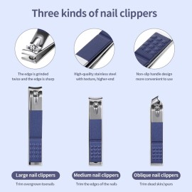 HOTACE Nail Clippers Set 18 in 1 Stainless Steel Manicure Cutter Kits Nail Scissors Trimmer Portable Manicure Clipper Nail Care Tools-Blue