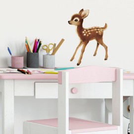 ROFARSO Lifelike Cute Lovely Fawn Baby Deer Animal Wall Stickers Removable Wall Decals Peel and Stick Wall Art Decorations Home Decor for Kid Nursery Baby Bedroom Living Room Playing Room Murals