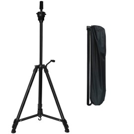 Wig Tripod Mannequin Head Stand 24-64 Inch Adjustable Anti-slip Foot Pad stand tripod Aluminum Metal Weight Hook for Training Hairdressing Cosmetology with Pocket