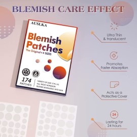 AUSLKA Blemishes Patches -175 Patches - Hydrocolloid Spot Dots - Blemishes Patch - Pimple Stickers, For Face Absorbing Cover Patch