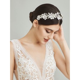 SWEETV Bridal Headband Silver Tiara for Bride Headpieces for Wedding Hair Accessories for Brides Prom Photography SWEETV Bridal Headband Silver Tiara for Bride Headpieces for Wedding Hair Accessories for Brides Prom Photography