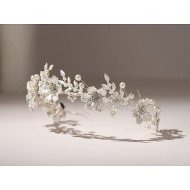 SWEETV Bridal Headband Silver Tiara for Bride Headpieces for Wedding Hair Accessories for Brides Prom Photography SWEETV Bridal Headband Silver Tiara for Bride Headpieces for Wedding Hair Accessories for Brides Prom Photography