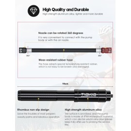 Tiakia Mini Bike Pump,Portable Compact Bicycle Pump,High Pressure Frame Pump 260PSI- Air Hand Pump Fit Presta, Schrader & Woods Valves,Aluminum Alloy Durable Tire Pump for Road/Mountain/BMX Bikes