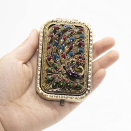 Warmtree Vintage Makeup Mirror Metal Portable Foldable Mirror Peacock Vanity Mirror Double Sided Compact Cosmetic Mirror Travel Mirror (B) Warmtree Vintage Makeup Mirror Metal Portable Foldable Mirror Peacock Vanity Mirror Double Sided Compact Cosmetic Mirror Travel Mirror (B)