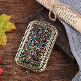 Warmtree Vintage Makeup Mirror Metal Portable Foldable Mirror Peacock Vanity Mirror Double Sided Compact Cosmetic Mirror Travel Mirror (B) Warmtree Vintage Makeup Mirror Metal Portable Foldable Mirror Peacock Vanity Mirror Double Sided Compact Cosmetic Mirror Travel Mirror (B)