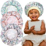 Aileam 3 Pieces Kids Satin Bonnet Unicorn Sleep Cap Silk Wide Elastic Band Sleeping Cap Soft Silk Double Layer Night Hair Hats for Teens Toddler Child Baby Multicoloured