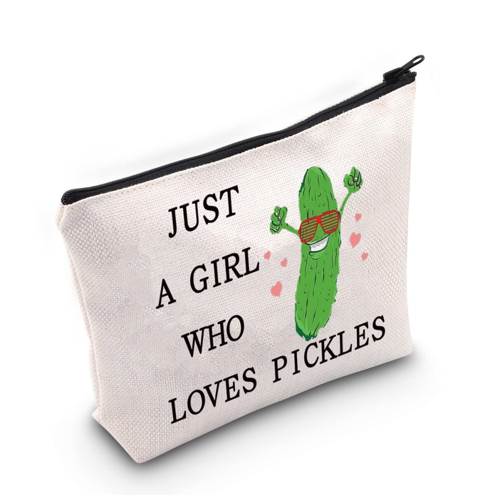LEVLO Funny Pickle Cosmetic Bag Pickle Food Costume Party Gift Just A Girl Who Loves Pickles Makeup Zipper Pouch Bag Pickle Lover Gift(Who Loves Pickles) LEVLO Funny Pickle Cosmetic Bag Pickle Food Costume Party Gift Just A Girl Who Loves Pickles Makeup Zipper Pouch Bag Pickle Lover Gift(Who Loves Pickles)