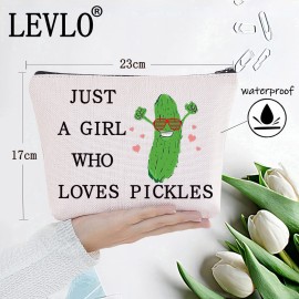 LEVLO Funny Pickle Cosmetic Bag Pickle Food Costume Party Gift Just A Girl Who Loves Pickles Makeup Zipper Pouch Bag Pickle Lover Gift(Who Loves Pickles) LEVLO Funny Pickle Cosmetic Bag Pickle Food Costume Party Gift Just A Girl Who Loves Pickles Makeup Zipper Pouch Bag Pickle Lover Gift(Who Loves Pickles)