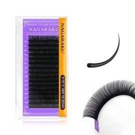 NAGARAKU Eyelash Extensions 0.15mm C curl 16-20mm Mix Tray Individual Lashes Classic Matte Black 16 Rows Professional Beauty Salon Supplies
