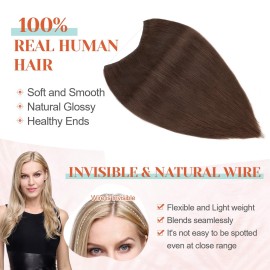 Halo Hair Extensions Real Human Hair, Benehair Brown Halo Hair Extensions Remy Human Hair, 16 Inch Invisible Wire Hair Extensions for Adding Volume Hair Halo Extensions For Women 02 Dark Brown Halo Hair Extensions Real Human Hair, Benehair Brown Halo Hair Extensions Remy Human Hair, 16 Inch Invisible Wire Hair Extensions for Adding Volume Hair Halo Extensions For Women 02 Dark Brown