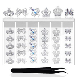 SILPECWEE 30 Pieces Rhinestones For Nails Crown Design Nail Charm 3D Nail Gems Alloy Nail Jewels Nail Decoration Kit With 1Pc Tweezers SILPECWEE 30 Pieces Rhinestones For Nails Crown Design Nail Charm 3D Nail Gems Alloy Nail Jewels Nail Decoration Kit With 1Pc Tweezers