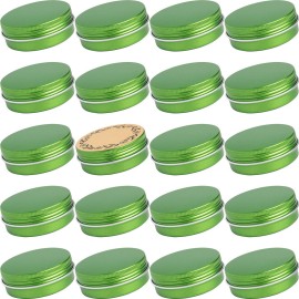2 oz / 60ml Screw Top Aluminum Tin Jar with Screw Lid and Blank Labels - Pack of 23 (Green)