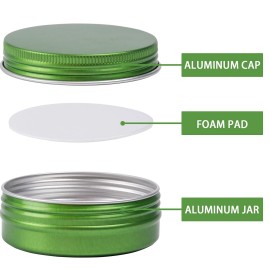2 oz / 60ml Screw Top Aluminum Tin Jar with Screw Lid and Blank Labels - Pack of 23 (Green) 2 oz / 60ml Screw Top Aluminum Tin Jar with Screw Lid and Blank Labels - Pack of 23 (Green)