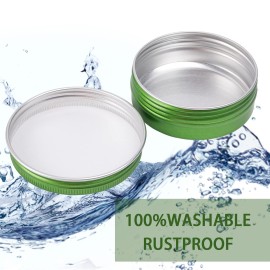 2 oz / 60ml Screw Top Aluminum Tin Jar with Screw Lid and Blank Labels - Pack of 23 (Green) 2 oz / 60ml Screw Top Aluminum Tin Jar with Screw Lid and Blank Labels - Pack of 23 (Green)