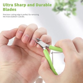 FVION Cuticle Clippers - Small Cuticle Trimmer, Rubber Coated Handle Manicure Tools - Full Jaw Cuticle Cutter for Nails (9mm) Green FVION Cuticle Clippers - Small Cuticle Trimmer, Rubber Coated Handle Manicure Tools - Full Jaw Cuticle Cutter for Nails (9mm) Green