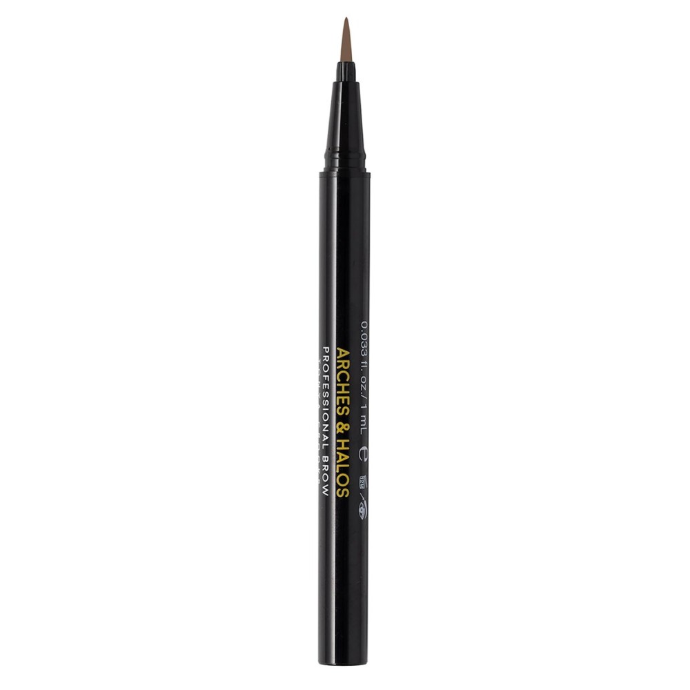 Arches & Halos Fine Bristle Tip Pen - Creamy, Buildable Formula for Shaping and Defining Eyebrows - Waterproof, Long Lasting, 24 Hour Color - Precise Bristled Applicator Tip - Natural Brown - 0.02 oz