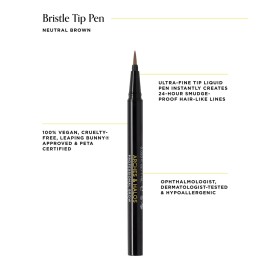 Arches & Halos Fine Bristle Tip Pen - Creamy, Buildable Formula for Shaping and Defining Eyebrows - Waterproof, Long Lasting, 24 Hour Color - Precise Bristled Applicator Tip - Natural Brown - 0.02 oz
