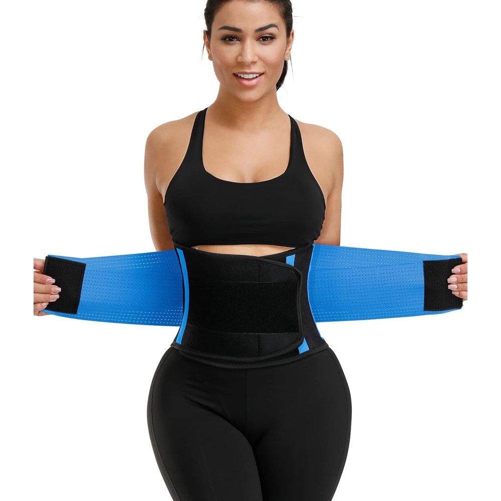 KOOCHY Waist Trainer Belt for Women-Waist Cincher Trimmer Weight Loss Belt-Tummy Control Slimming Body Shaper Belt (Z1-Blue, Large)