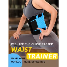 KOOCHY Waist Trainer Belt for Women-Waist Cincher Trimmer Weight Loss Belt-Tummy Control Slimming Body Shaper Belt (Z1-Blue, Large)