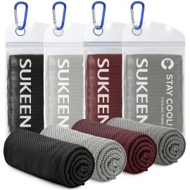 Sukeen [4 Pack Cooling Towel (40x12),Ice Towel,Soft Breathable Chilly Towel,Microfiber Towel for Yoga,Sport,Running,Gym,Workout,Camping,Fitness,Workout & More Activities